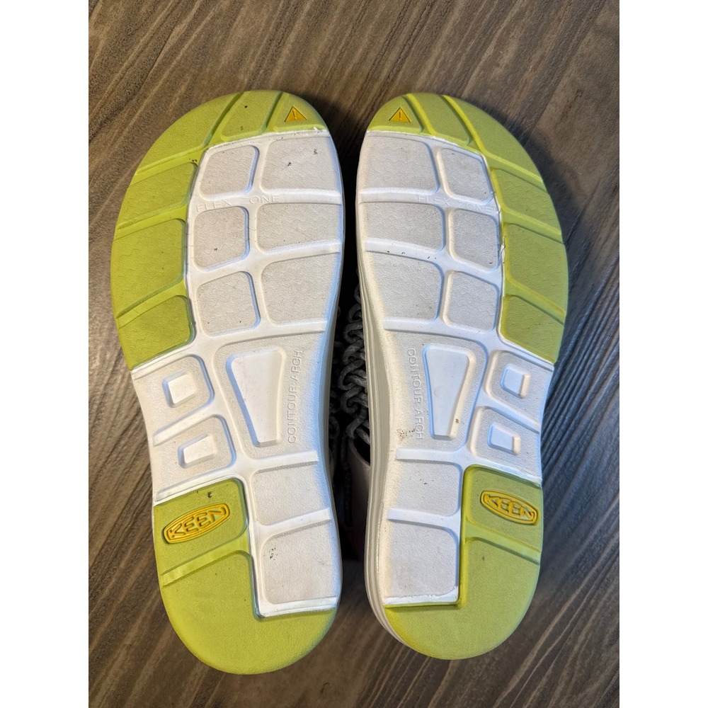 KEEN Uneek Sandals Women 11 Grey Lime Green‎ Excellent Braided Bungee 1014640 - Picture 7 of 10